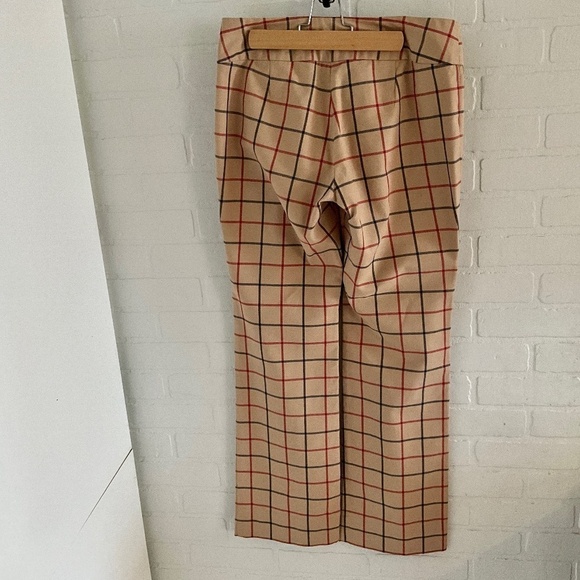 Vintage Y2K Women’s Trouser Pants Beige/tan/navy plaid Flare High rise size 8 - Picture 3 of 11